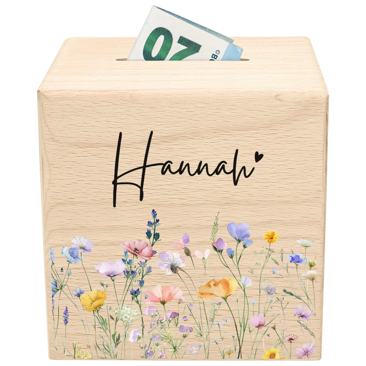 Geldgeschenk zur Geburt für Mädchen personalisierte Spardose aus Holz Babygeschenk – Bild 2