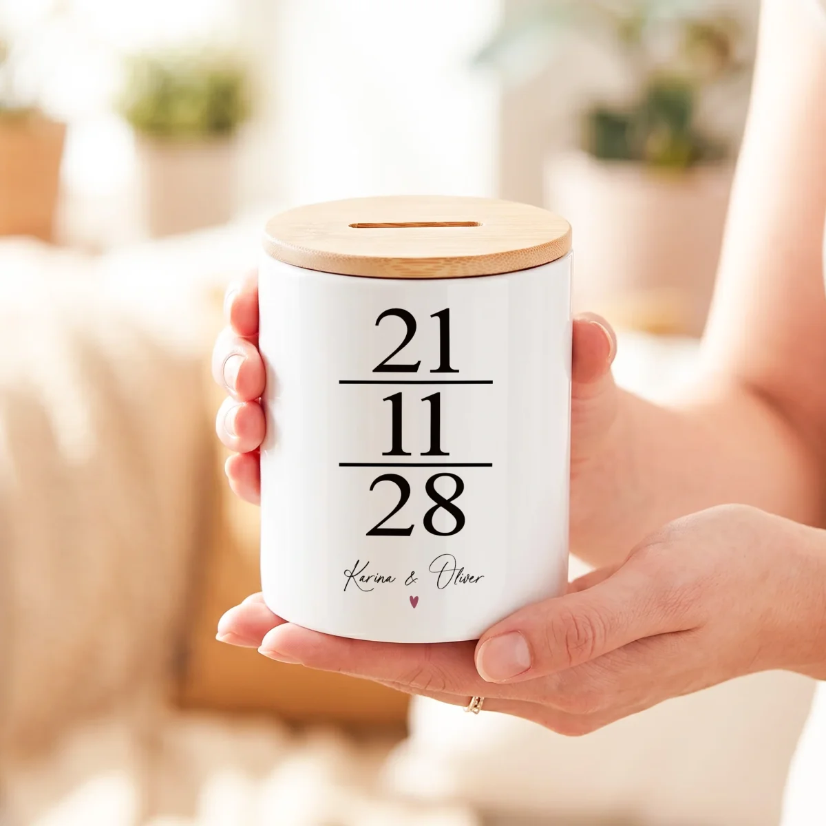 Spardose zur Hochzeit als Geldgeschenk personalisiert mit Namen & Datum – Bild 8