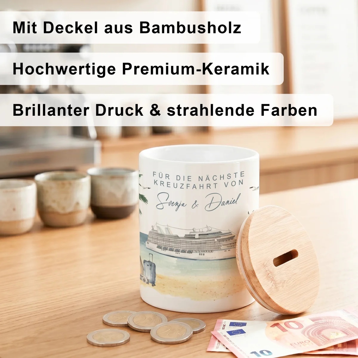 Spardose Schiff personalisiert als Reisekasse für die Kreuzfahrt – Bild 4