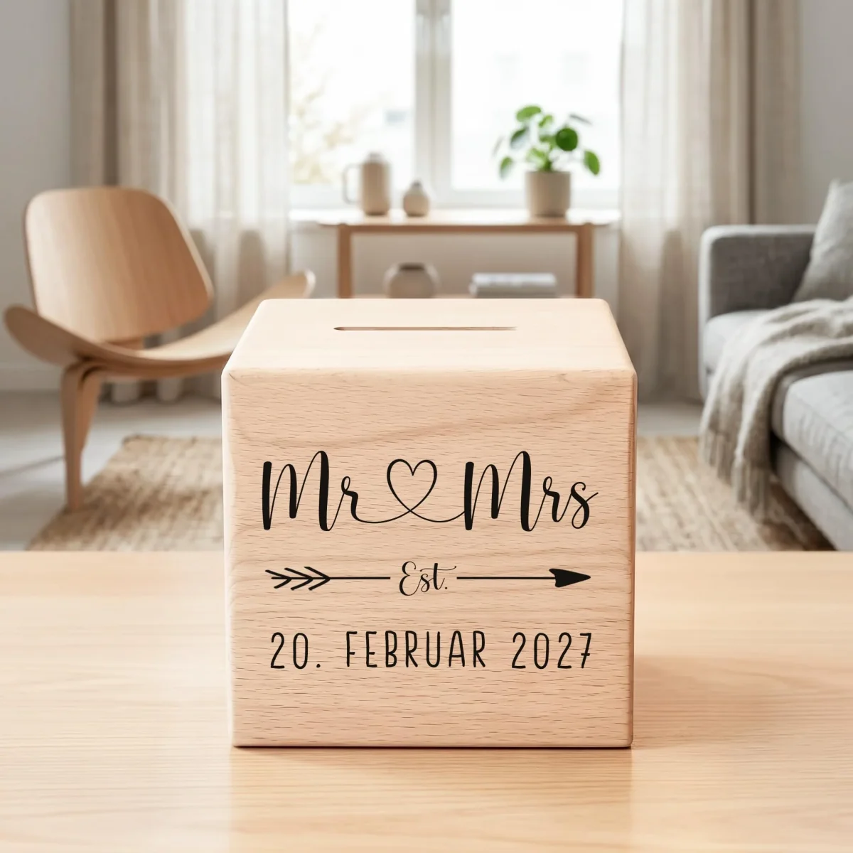 Geldgeschenk zur Hochzeit personalisierte Holz Spardose Hochzeitsgeschenk für Brautpaar – Bild 8