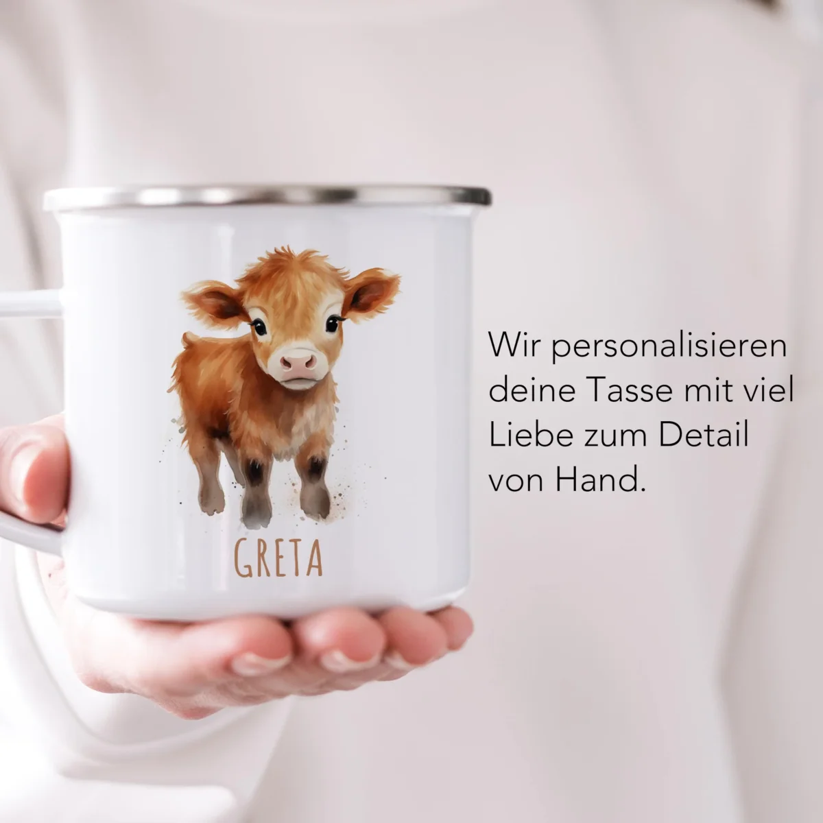 Emaille Tasse Tiere personalisiert – Bild 4
