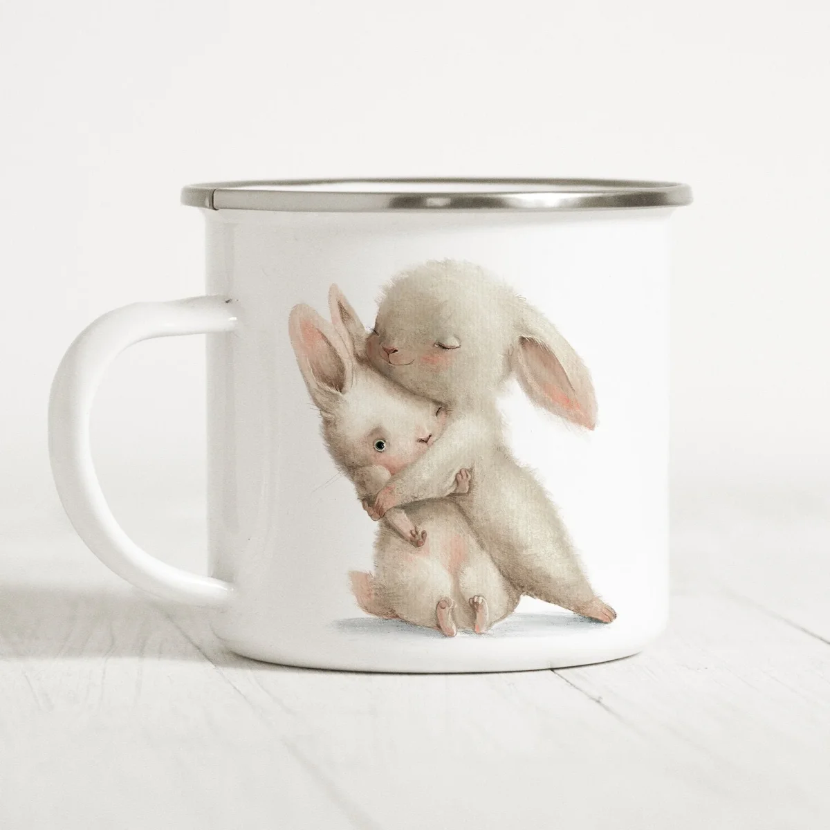 Emaille Tasse Kinder Hasen Häschen – Bild 2