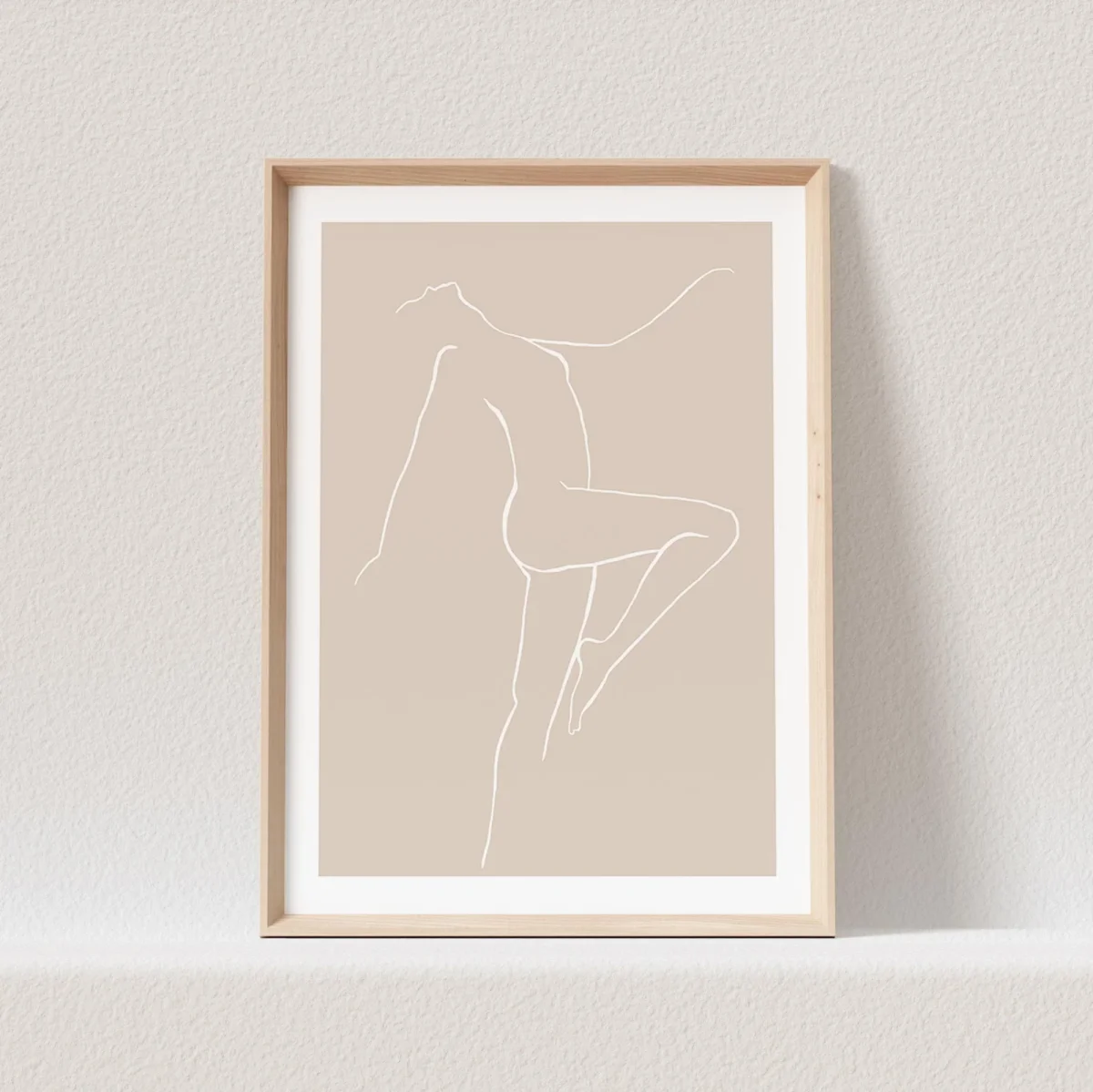 Line Art Poster Beige Abstrakte Frau Sinnlich – Bild 2