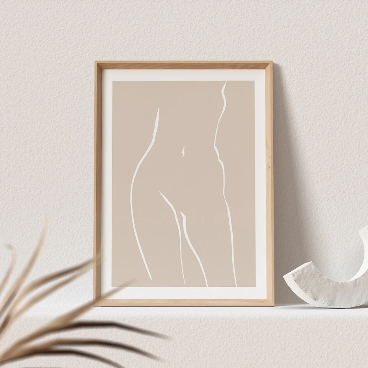 Line Art Poster Beige Abstrakte Frau Sinnlich – Bild 3