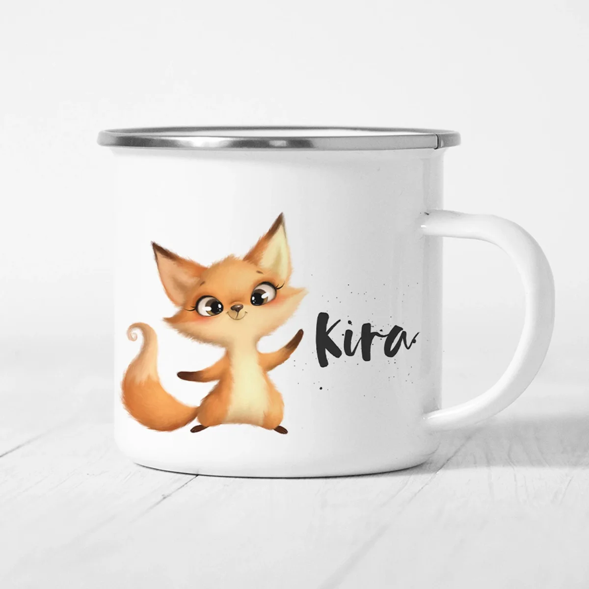 Fuchs Emaille Tasse Kinder Fuchsbaby Becher – Bild 2