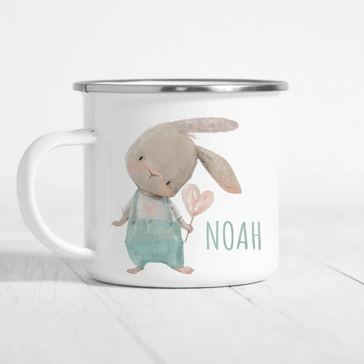 Emaille Kinder Hasen Jungen Mädchen Tasse – Bild 6