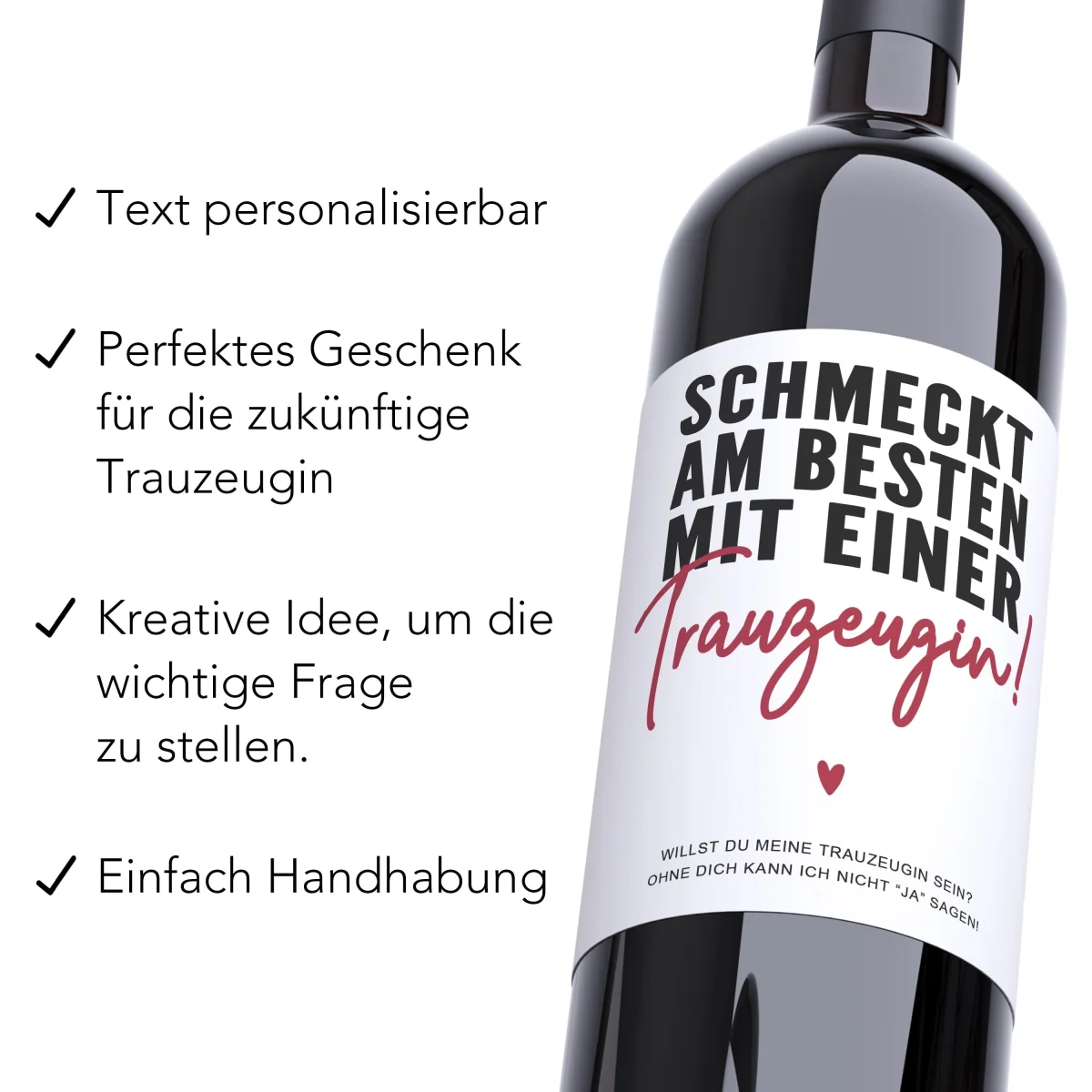 "Willst du meine Trauzeugin sein" Flaschenetikett | Digitaler Download – Bild 3