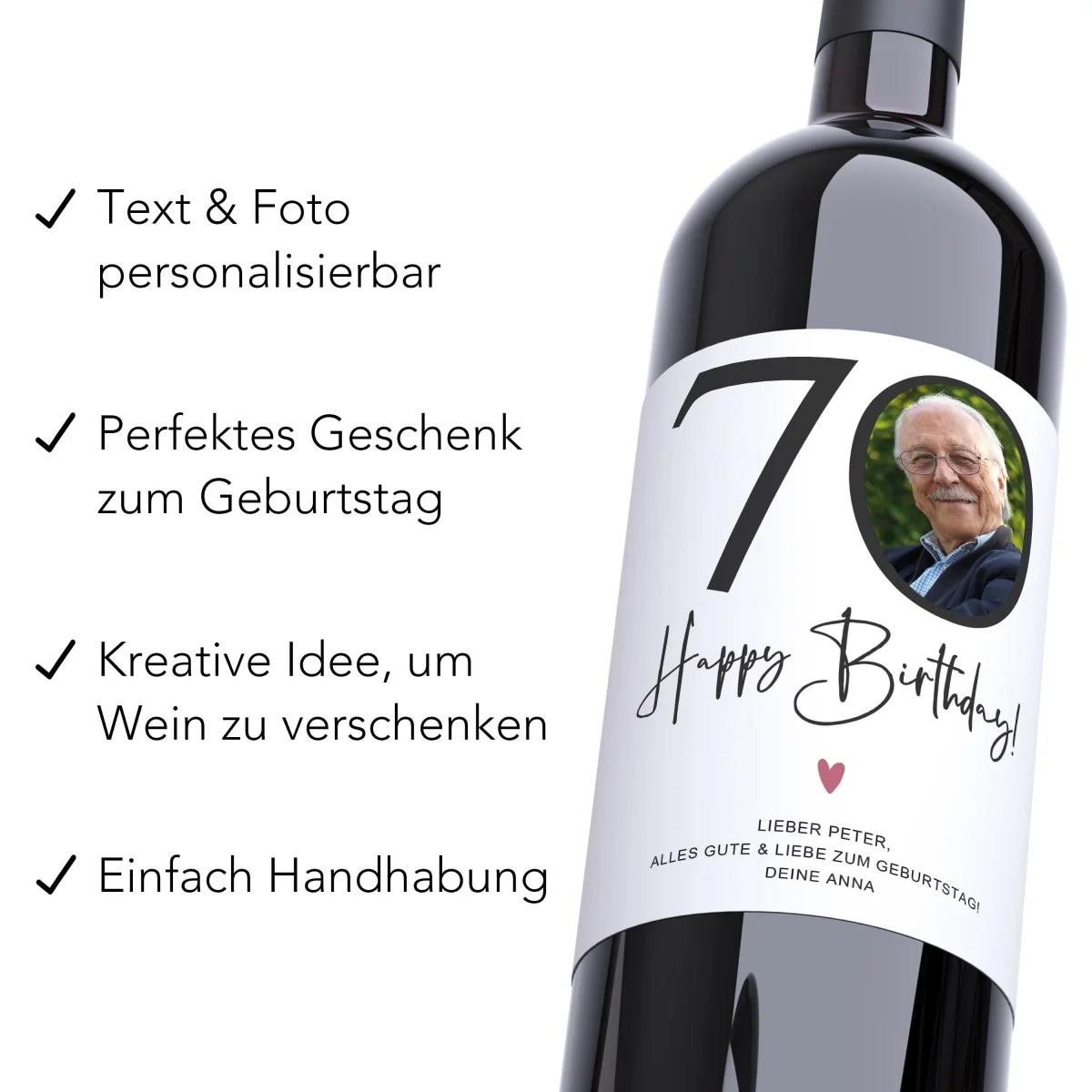 70. Geburtstag Geschenk Weinetiketten – Bild 3