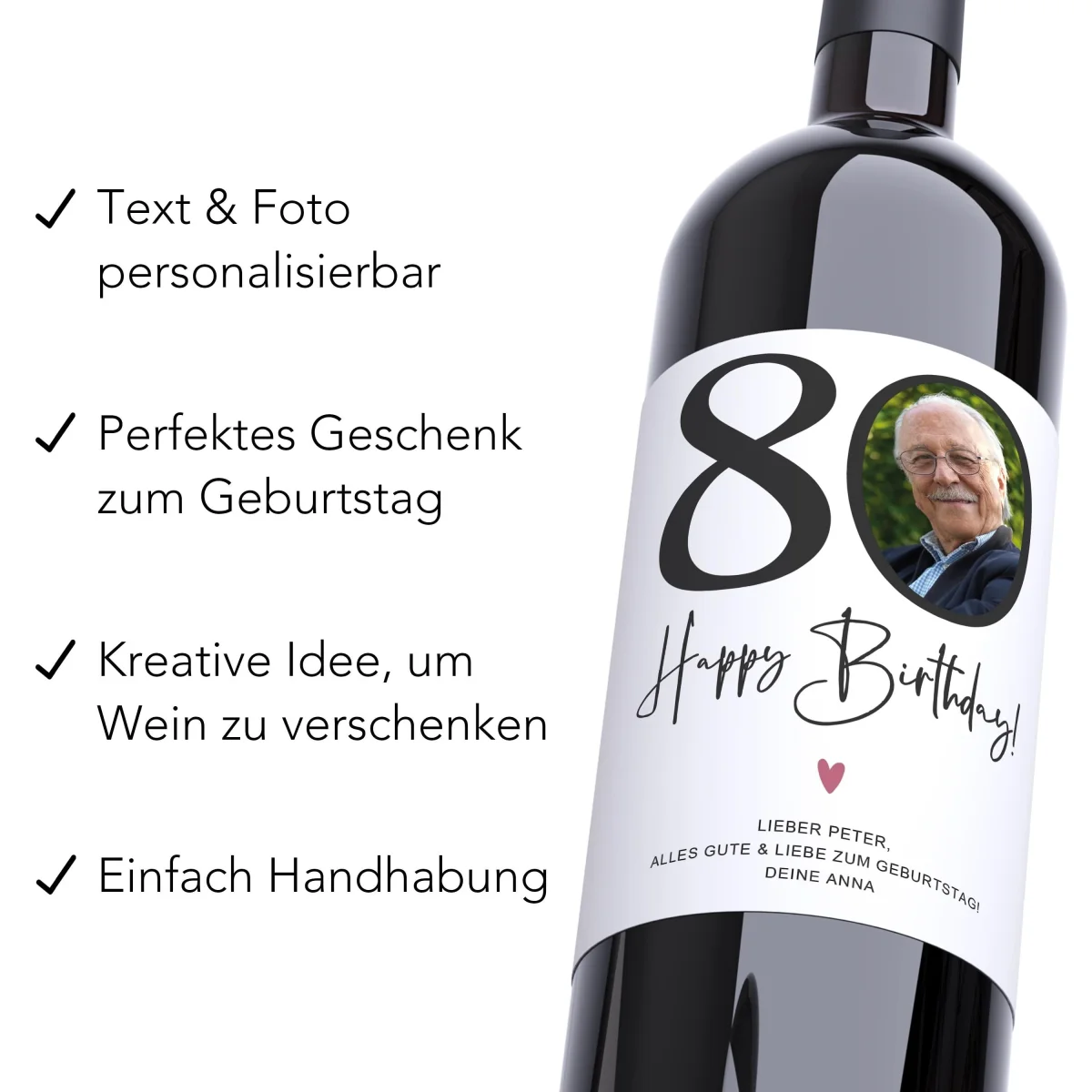 80. Geburtstag Geschenk Weinetiketten | Digitaler Download – Bild 3