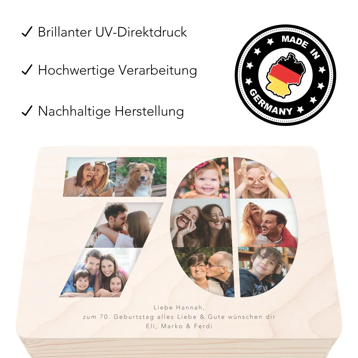 Holzkiste 70. Geburtstag Fotocollage Geschenk – Bild 5