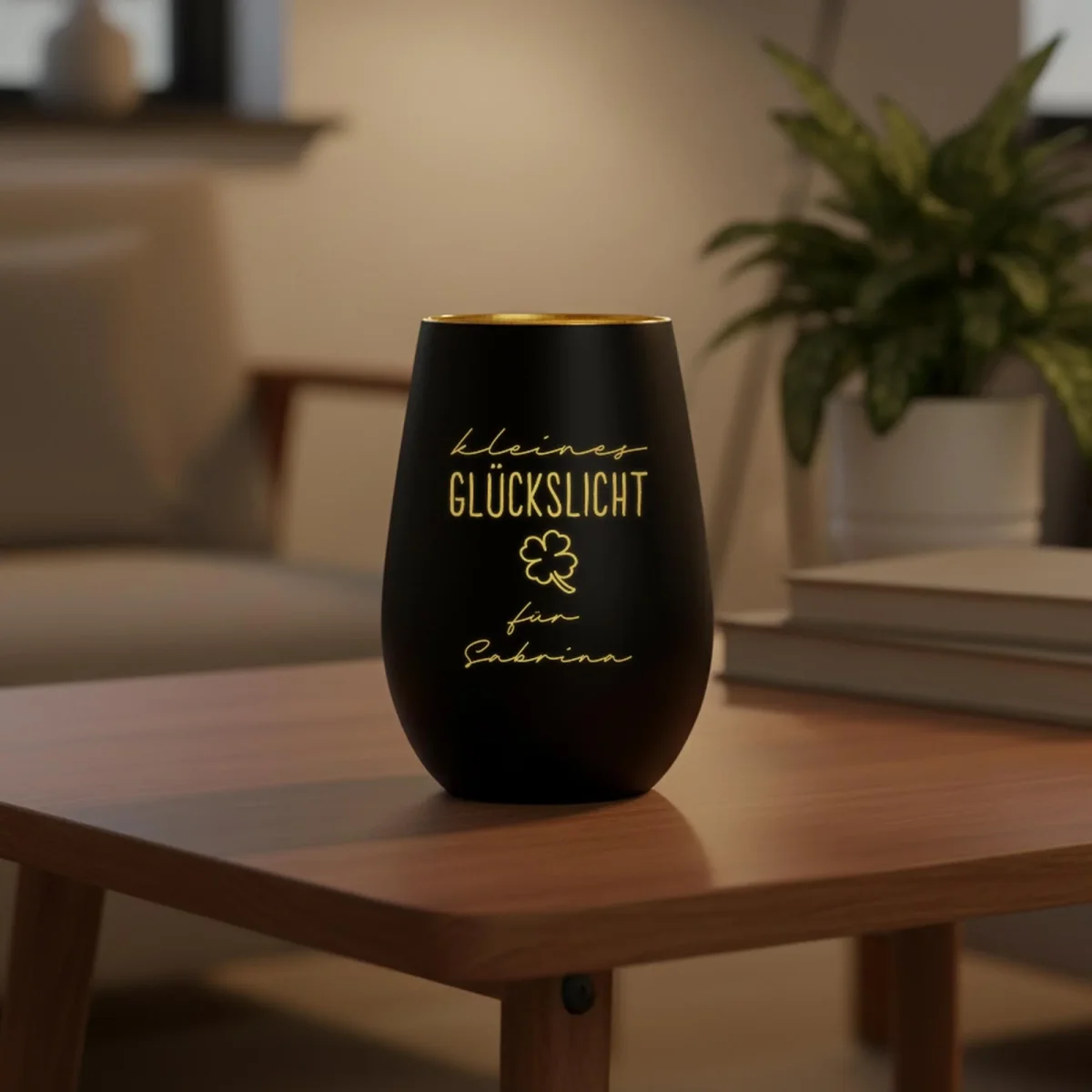 Glückslicht Windlicht Glas Gravur für Teelicht – Bild 8