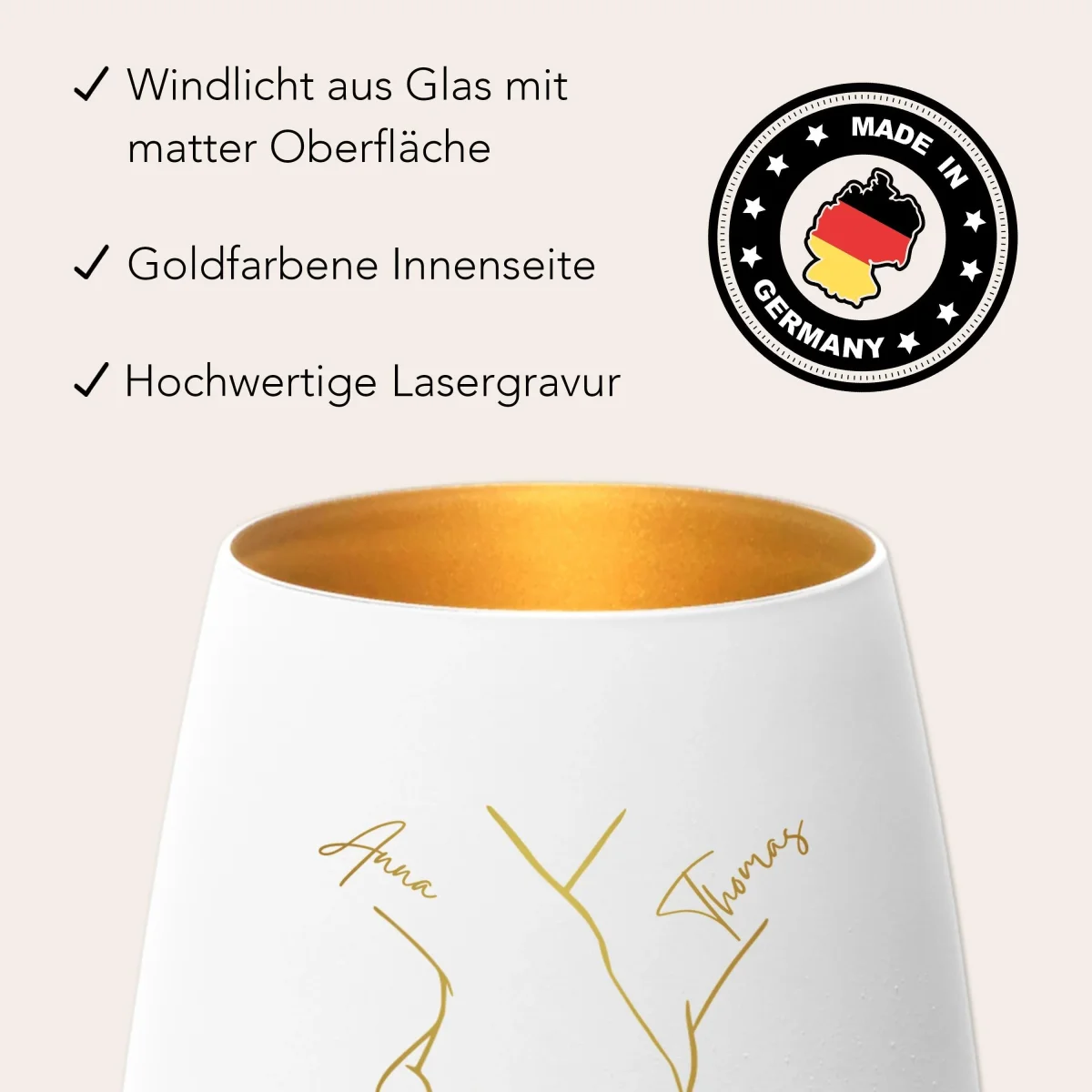Hochzeitsgeschenk Brautpaar Windlicht Glas Gravur – Bild 5