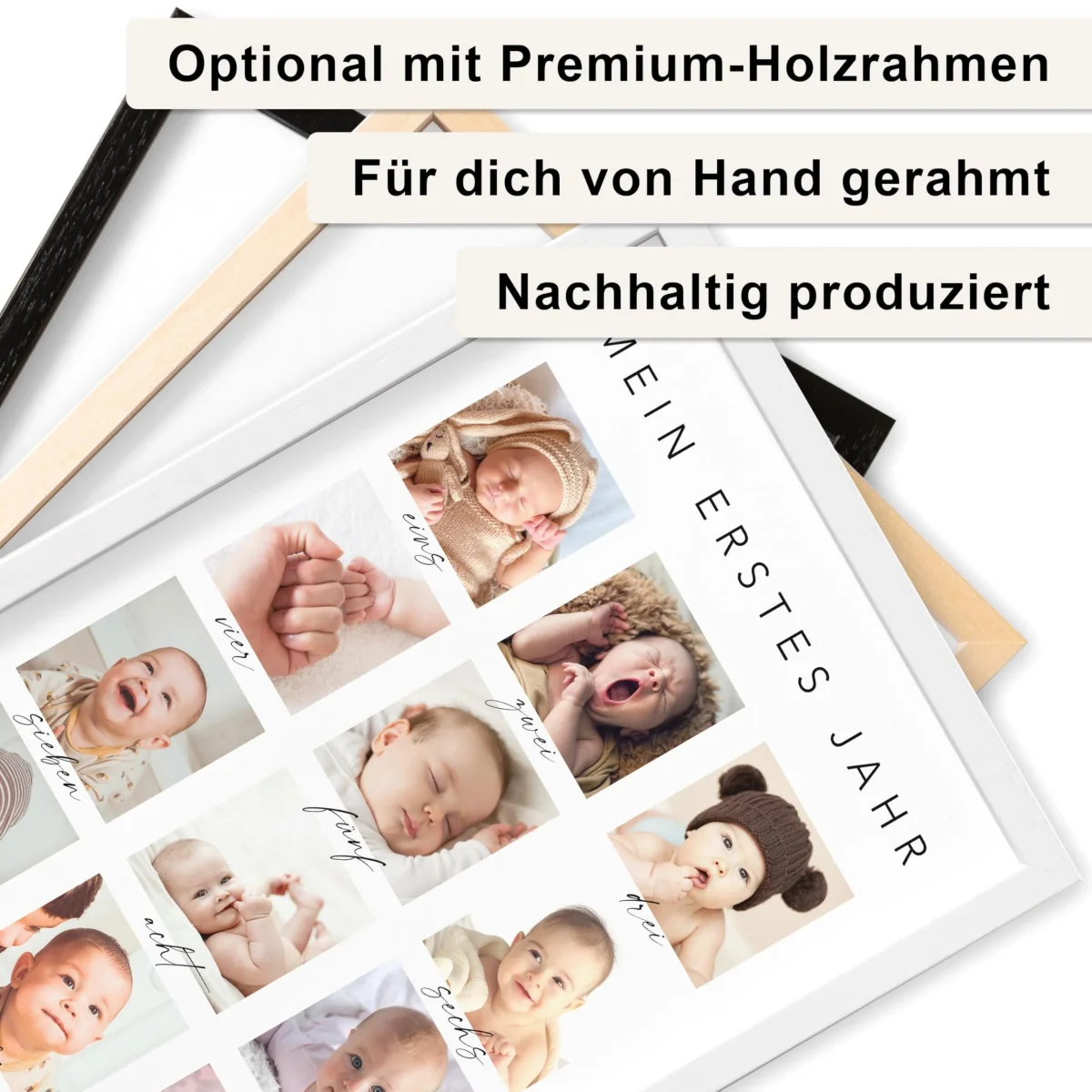 Mein erstes Jahr Bild 12 Monate Baby personalisiertes Geschenk 1. Geburtstag Mädchen Junge Meilenstein Erinnerung (mit oder ohne Rahmen) – Bild 5